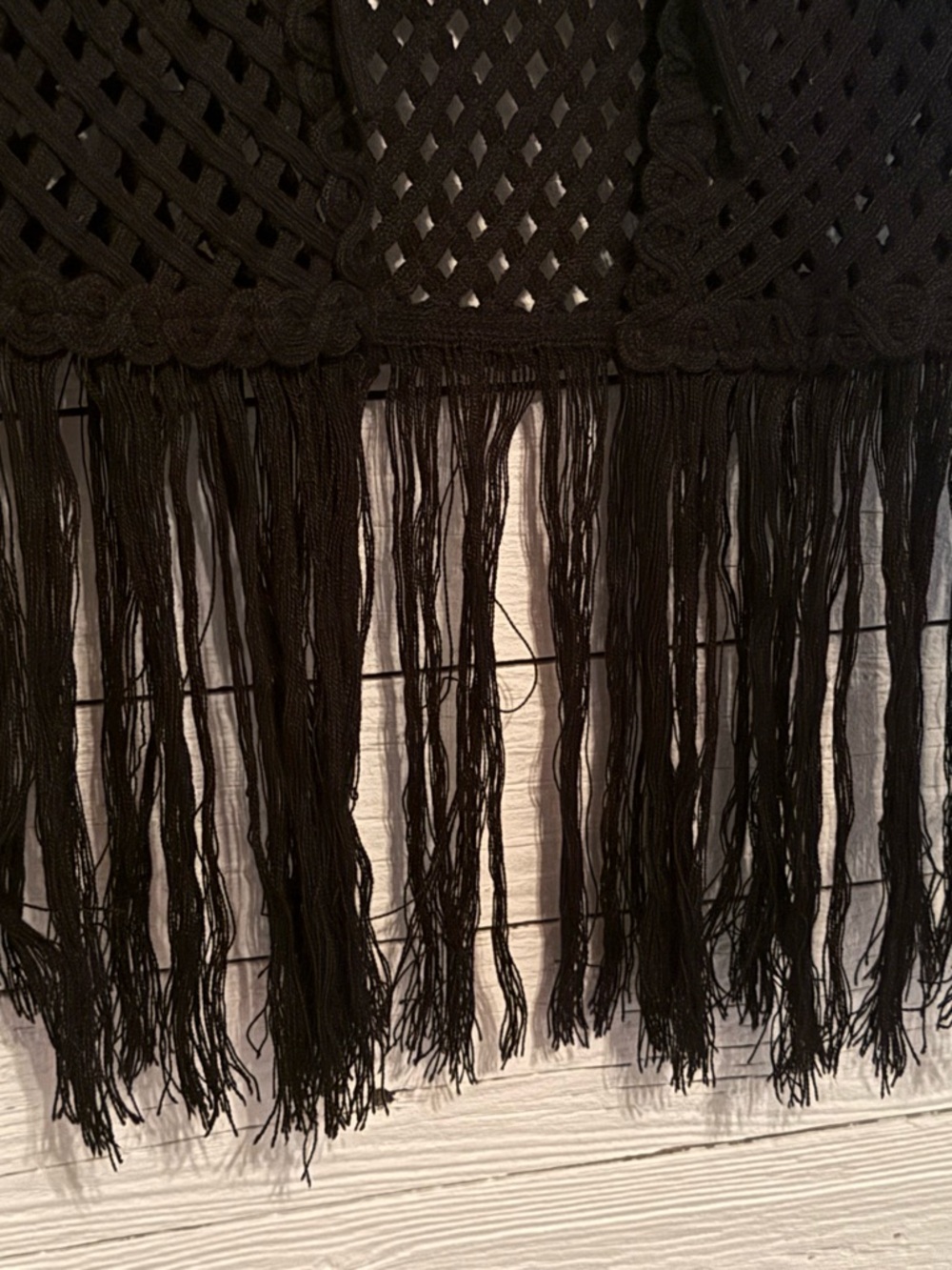 Boho Crochet Fringe Tank Top - Black - Picture 3 of 4